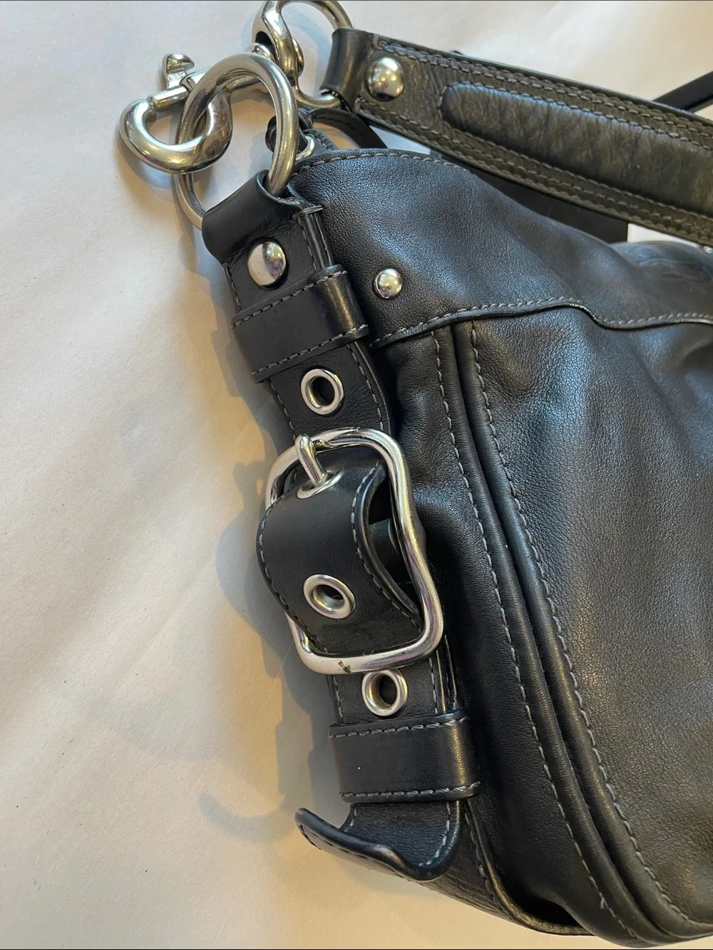 Coach Black Leather Shoulder Bag Silver Hardware Work Purse Everyday Carry